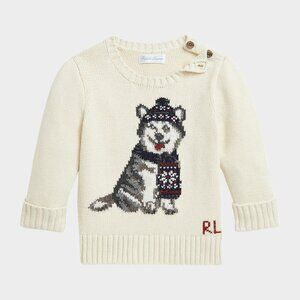 Polo Ralph Lauren Boy's Husky Intarsia Sweater, Cream, Size 12M